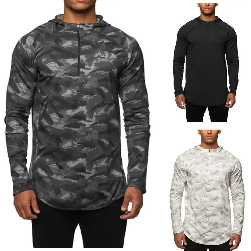 Wholesale Quick Dry Training Jogging Wear Camouflage Sports Tracksuit for Men Camo 1/4 Zip Hoodies Set