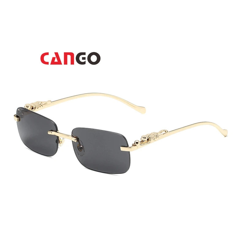2023 Upscale Custom Men's Gradient Fashion Rimless Sunglasses Square Small Oval Style with UV400 Optical Lenses Wholesale