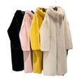 Autumn Winter New Single Breasted Button Imitation Wool Fur Thickened Long Loose Fit Hat Tossing Coat for Women MegaBDM