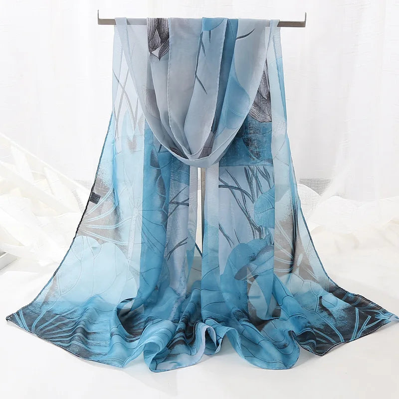 Hot Sale Lotus Design Women's Chiffon Scarf Lightweight Fashion Sheer Scarfs Shawl Wrap Scarves