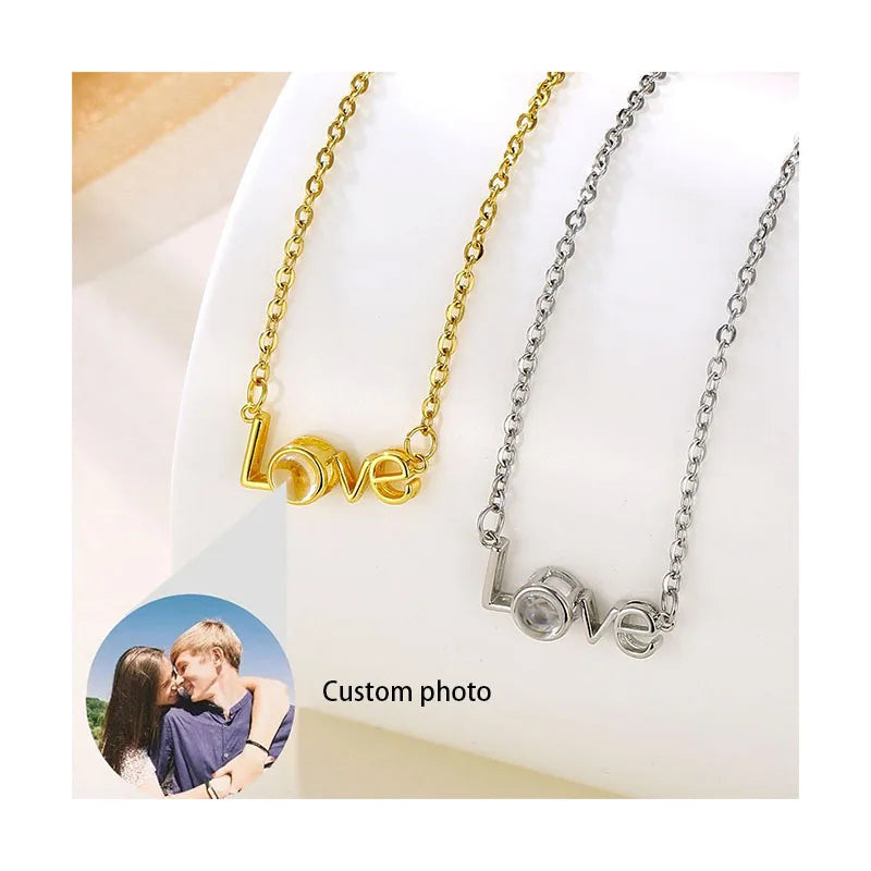 Valentine's Day Love Memory Projection Necklace I Love You Pendant Projection 100 Languages Necklace