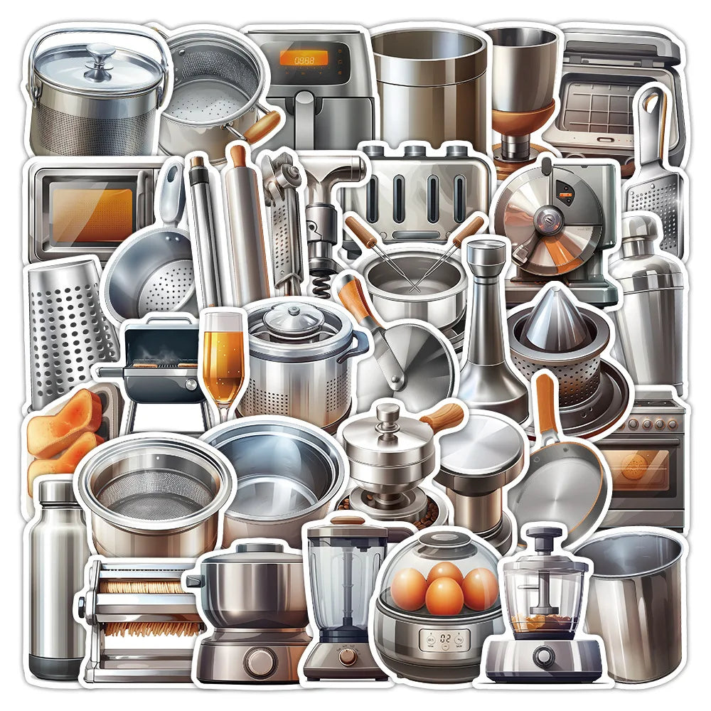 50PCS Kitchen stainless steel flatware tableware dishes sticker sheet