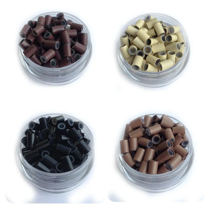 Wholesale 6.0mm Copper Lined Silicone Beads Micro Rings Links Beads for Hair Extension Tools Hair Extension Beads Silicone