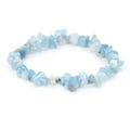 Natural Raw Chip Gem Stone Aquamarine Beads Stretch Bracelets Crystal for Women Jewelry