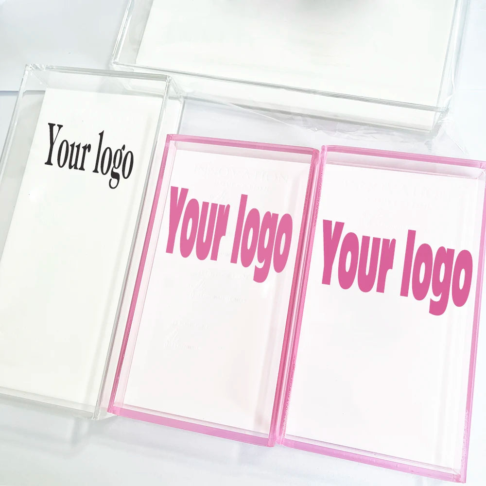 Custom logo Acrylic Lash Tile with Cover Lash Pallet Storage Box Acrylic Eyelash Tile Eyelash Extensions Lash Holder