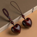 Sandalwood Heart Pendant Key Chain Hand-woven Rope Key Ring Wooden Whale Heart Pendant Car Hanging Ornaments