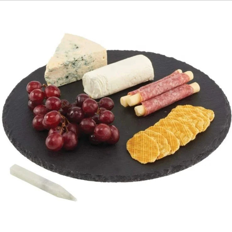 Wholesale Black Slate Dinner Plates Stone Serving Tray for Steak Sushi Cheese