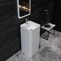 Sanitary Ware Solid Surface Stone Freestanding Modern Polished Square Wash Basin with Drainer Eco-Friendly Bathroom