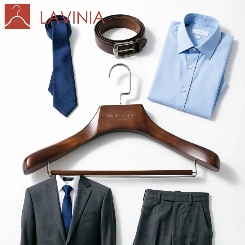 Lavinia Luxury Custom Logo Black Brown Men Coat Suit Hangers Wide Shoulder for Tailored Suit