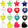 Enamel Lock Heart Star Charm 18K Real Gold Plated ColourNecklace Bracelet Pendant for Handmade Jewelry Supplies M90
