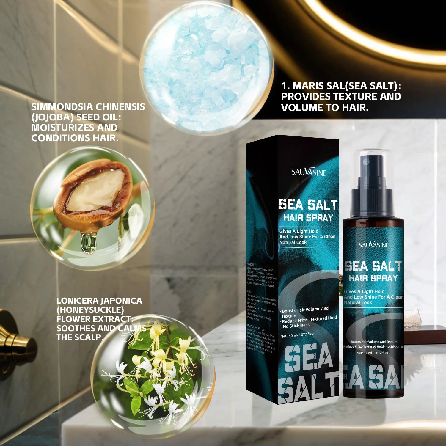 Hot Selling Low Gloss Sea Salt Hair Spray Increases Hair Thickness Styling Hair Spray