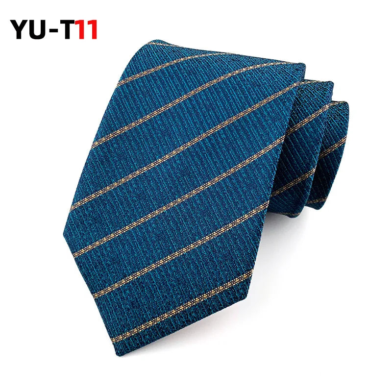 Men's Classic Stripe Jacquard Woven Silk Tie Formal Party Suit Necktie Men Ties 8cm Accept Custom