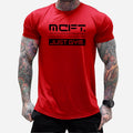 Custom Logo Summer Printed Short Sleeve T-shirt Men Fashion Casual Slim Elastic Cotton Bodybuilding Fitness Clothing