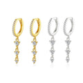 CZ 925 Sterling Silver Jewelry Real 18k Gold Plated Hoop Earrings  Long Drop Earring Dangling Earrings for Women