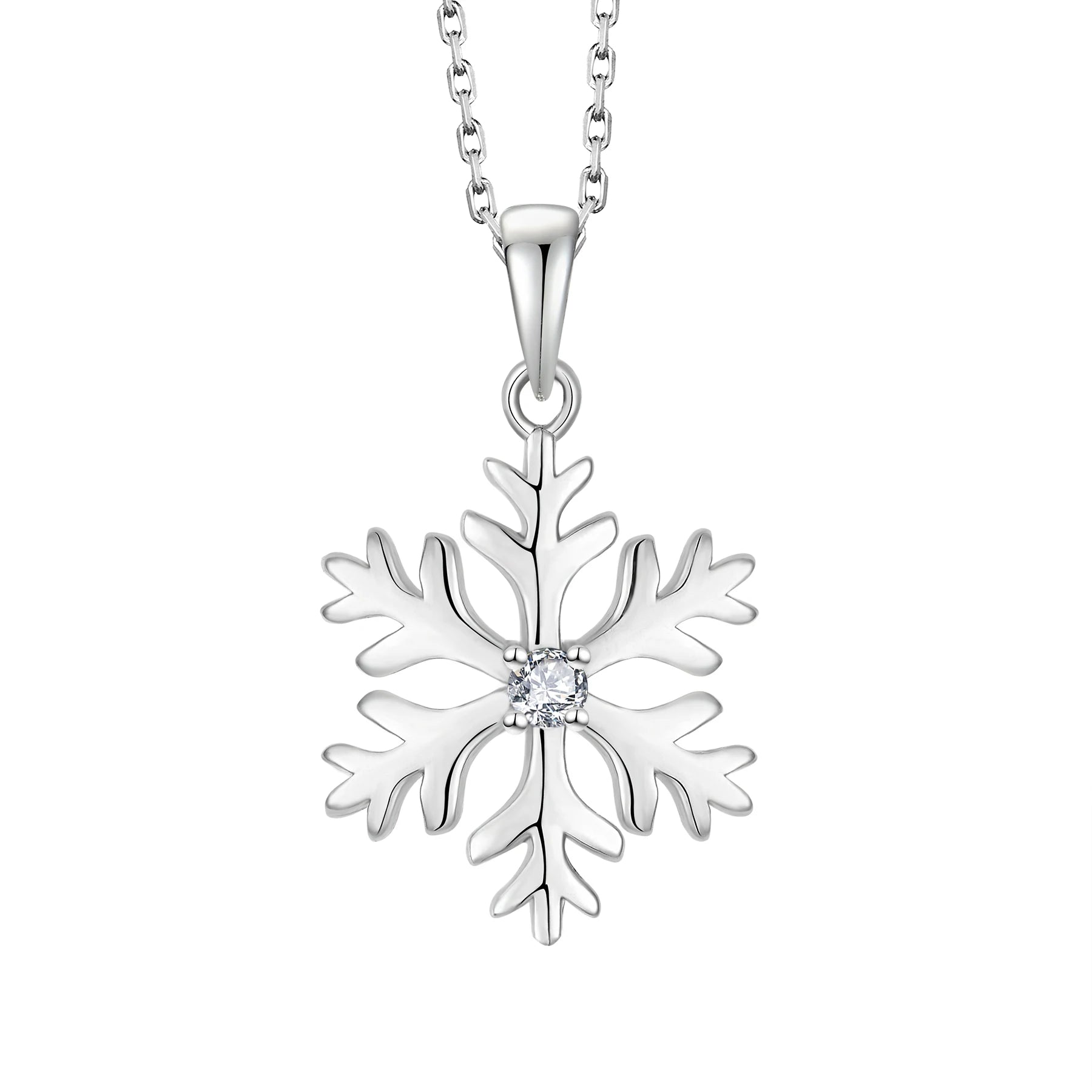 China Jewelry Wholesale Fashion Classic Unisex 2.5Mm White CZ Sterling Silver Rhodium Plated Gold Plated Snowflake Pendant