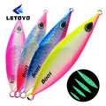 LETOYO 80g 100g 150g 200g 250g 300g Metal Jigging Fishing Lure Luminous Slow Saltwater Lure Metal Vertical Jigging Bait