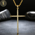 Exquisite High Quality Christian Religious Jewelry Men Women Brass Gold Plated Zircon Cross Pendant Necklace