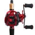 Histar Red Fox Combo 2Tips Fast Action C2.13M n MH Fishing Rod and Right Hand Double Magnetic Brake System Baitcasting Reel
