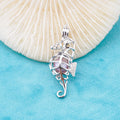 C030107 Sterling Silver Freshwater Pearl Cage Pendant Necklace Jewelry Locket for Pearl Party