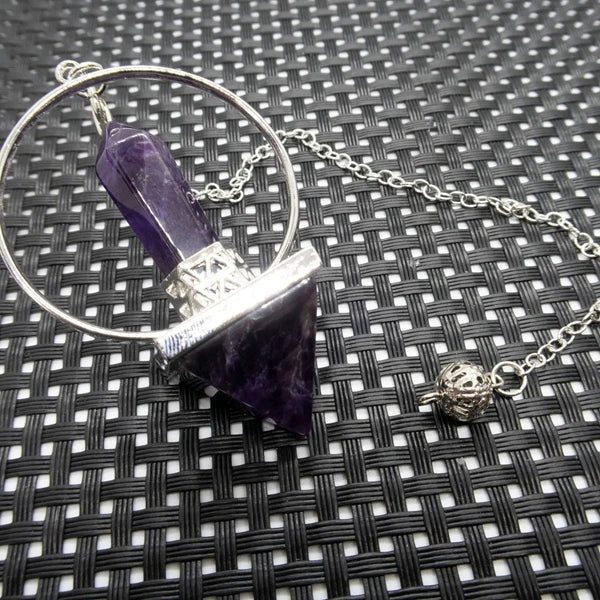 diy pyramid Reiki Pendulum Natural Energy Stone Amulet Healing amethyst Crystal Pendant Meditation Hexagonal Pendulum jewelry