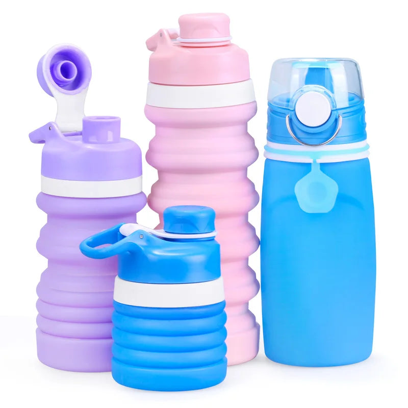 Silicone Kids School Folding 550Ml Water Bottle Fitness Foldable Insulated Water Bottle Botella De Agua Plegable MegaBDM