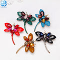 Hot Sale Rhinestones Crystal Cute Animal Corsages Scarf Clips Dragonfly Brooch for Women Girls Dress Clothes Lapel Pin