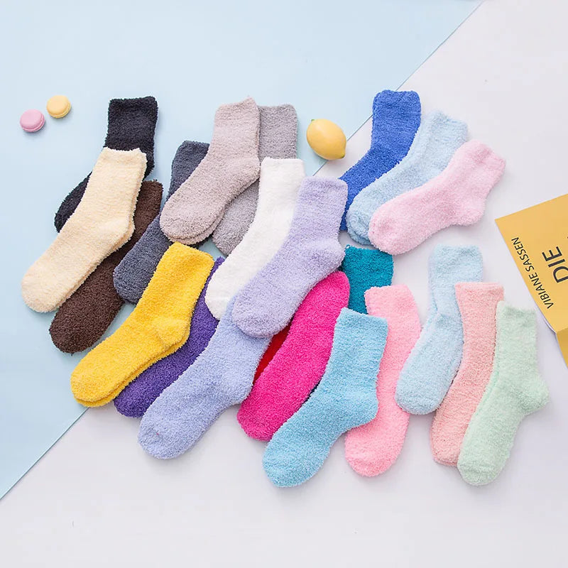 Winter Autumn Ladies Thickened Microfiber Cozy Fluffy Fuzzy Socks for Women