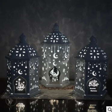 Ramadan Table Decor Lantern With Flickering LED Eid Mubarak Decorative Lantern