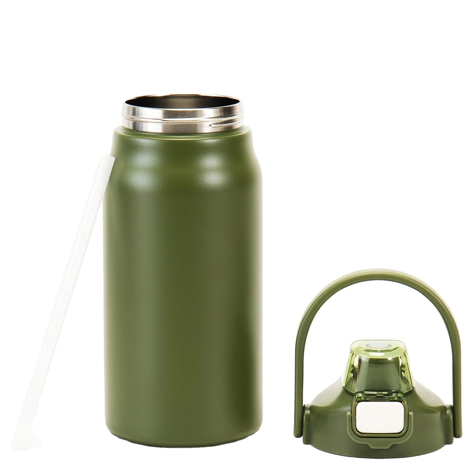 1200ml Double-wall Stainless Steel Wide Mouth Vacuum Flask Waterproof Sports Hot Water Bottle With Straw Lid