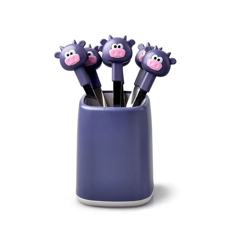 Kitchen Tool Stainless Steel Fruit Forks Cute Animal Food Fruit Picks Forks Dessert Forks for Bento Lunch Box