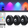 Rechargeable RGB LED Puck Lens Light with Touch and Remote Control Brightness Dimmable LED with 1000mAh Large Battery Lamp