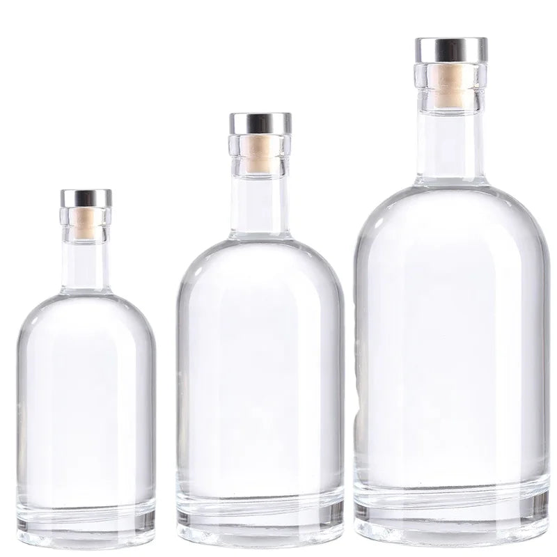 Wholesale 750ml 500ml 375ml 200ml 100ml Vodka Spirit Gin Rum Glass Liquor Bottle with Cork