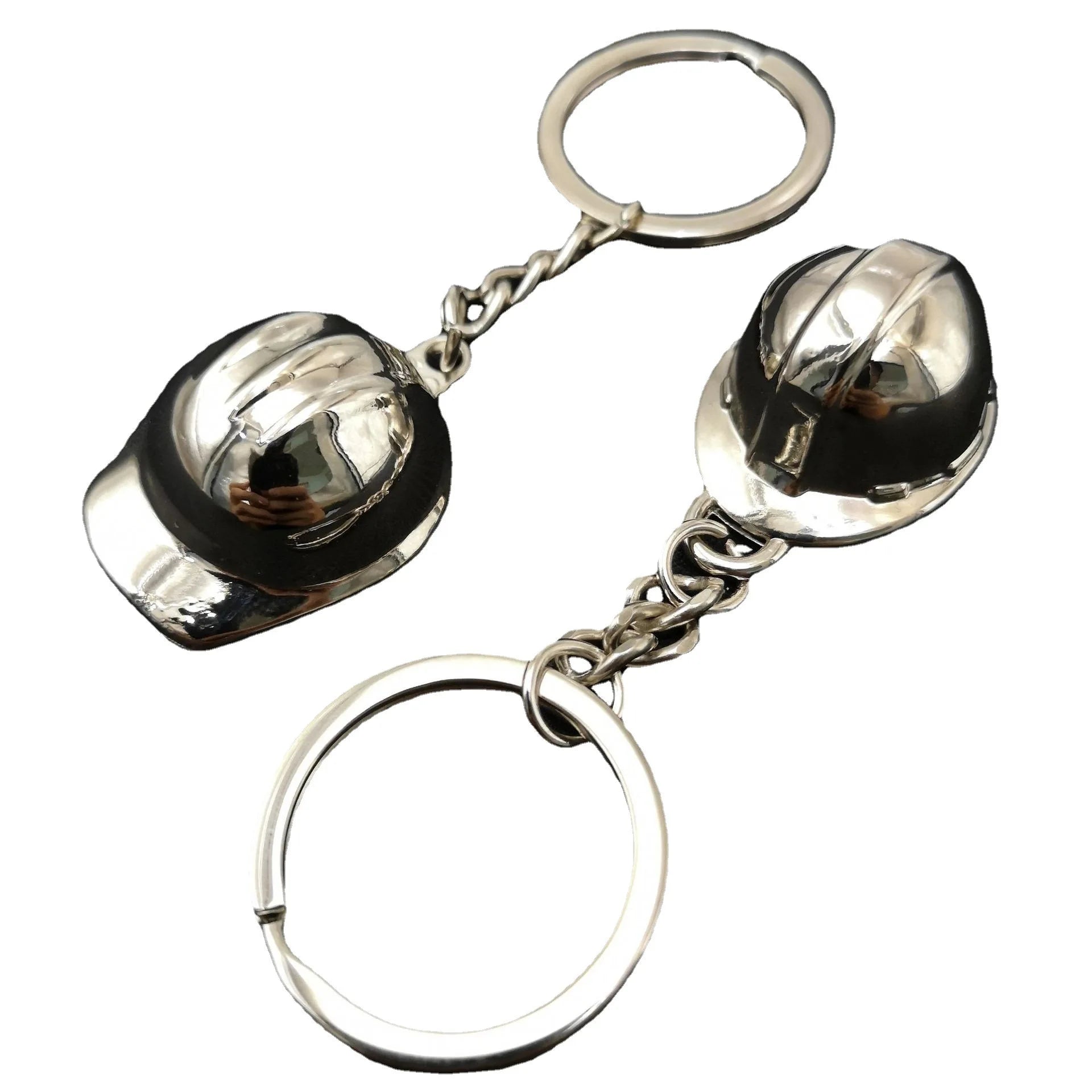 Hot Sale Custom Artwork Construction Themed Keychain3D Hard Hat Metal Key Ring for Gift Shops/Event Souvenirs/Brand Promotions