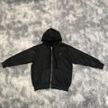 DENIMGUYS Functional Zip up Waxed Hoodies for Men Y2k  American Long Sleeve Black Streetwear Wax Coated Hoodie