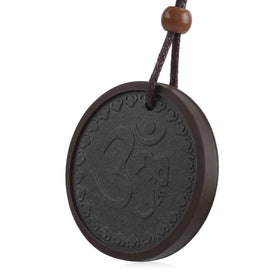 Unisex Children's Classic Style Muslim Lava Stone Quantum Science Energy Pendant High Negative Ions for Health Black
