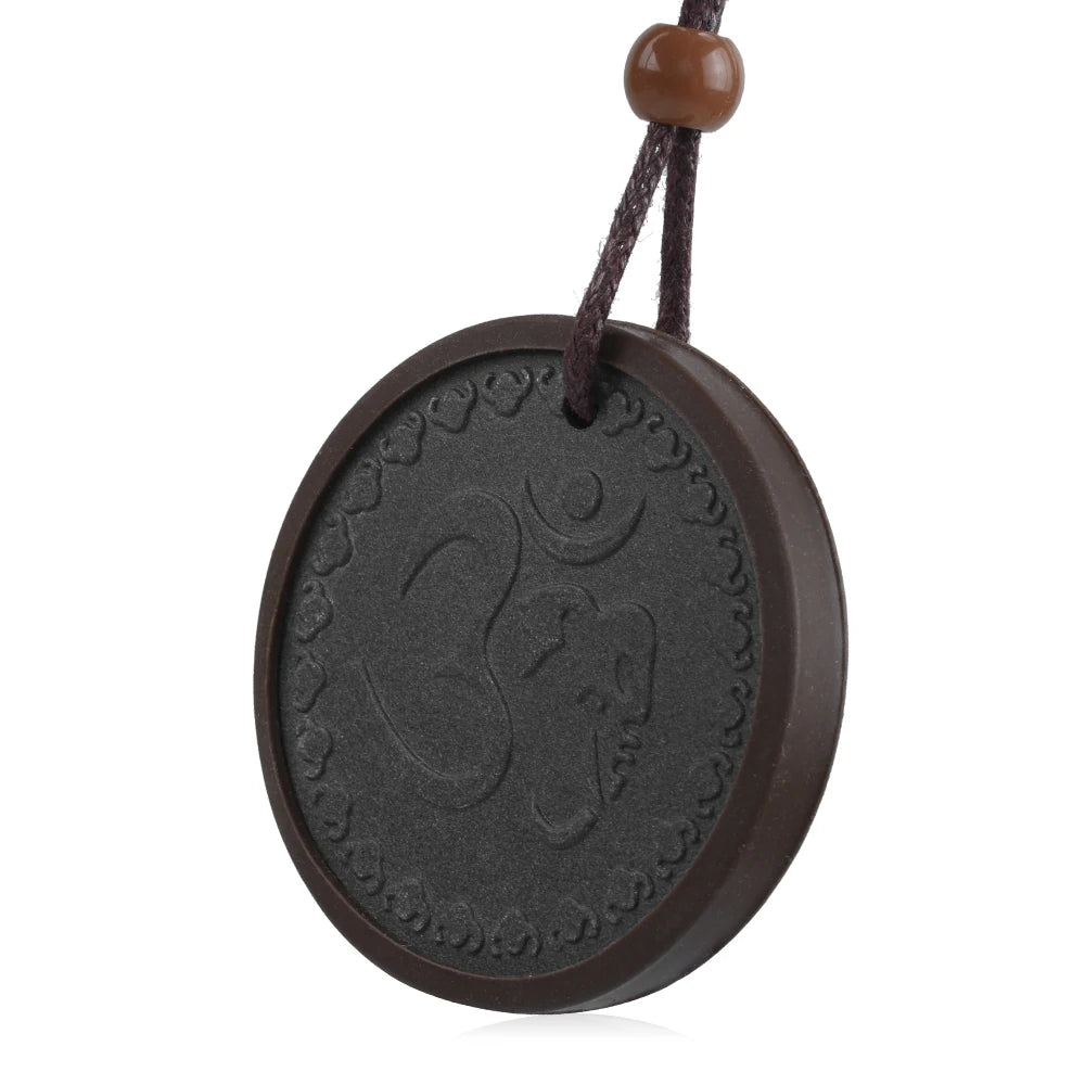 Unisex Children's Classic Style Muslim Lava Stone Quantum Science Energy Pendant High Negative Ions for Health