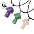 Zhe Ying Natural Stone Mushroom Pendant Necklace Crystal Raw Stone Pendant Stone Pendant for Jewelry Making Necklace