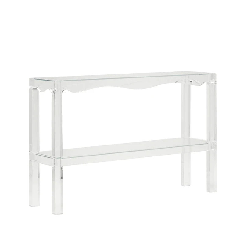 Modern Luxury Glass Corner Console Tables Clear Acrylic Adjustable for Home Hotel or Villa Living Room or Hallway