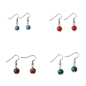 Exquisite Natural Gemstone Earrings Round Bead Gemstone Minimalist Style Pendant Earrings Chinese Style