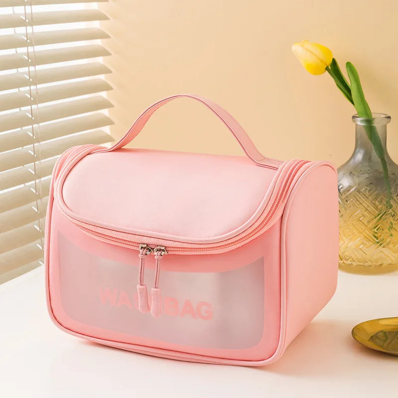 OEM ODM Waterproof Cosmetic Bag Pvc Leather Transparent Makeup Toiletry Wash Pouch