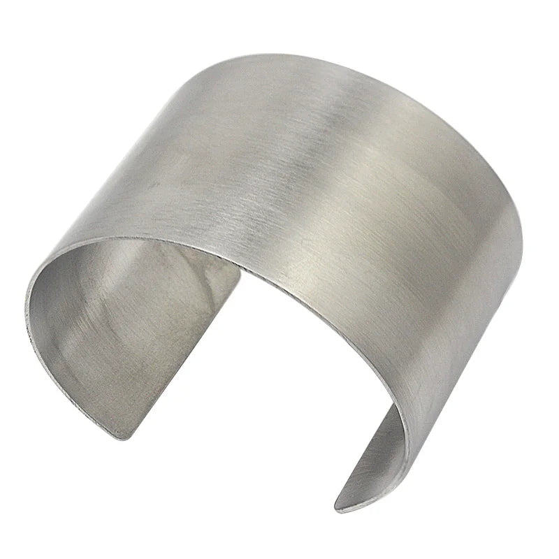 Simple Classic Arm Cuffs Women Stainless Steel Bangle Bracelet for Women Brushed Matte Silver Color Jewelry Statement Bangles MegaBDM