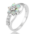 Huitan S925 Exquisite Flowers Shaped Design Opal Round Imitated Diamond Sterling Silver Finger Rings for Hot Selling Women Rings
