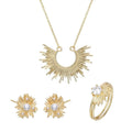 Daidan Sun Jewelry Set Gold Luxury Strip Exaggerated Big Gold Plated 925 Silver Jewelry Set