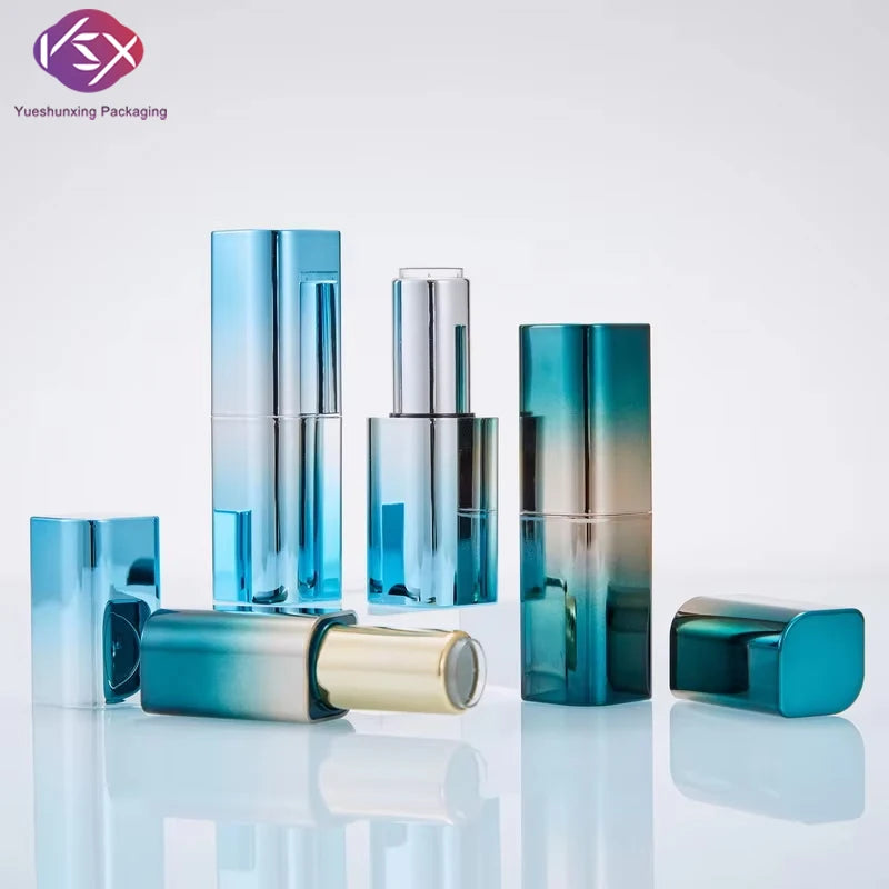 Yueshunxing 12.1mm Green Gradient Magnetic Unique Empty Lipstick Packaging Lip Balm Stick Container Gold Lipstick Tube
