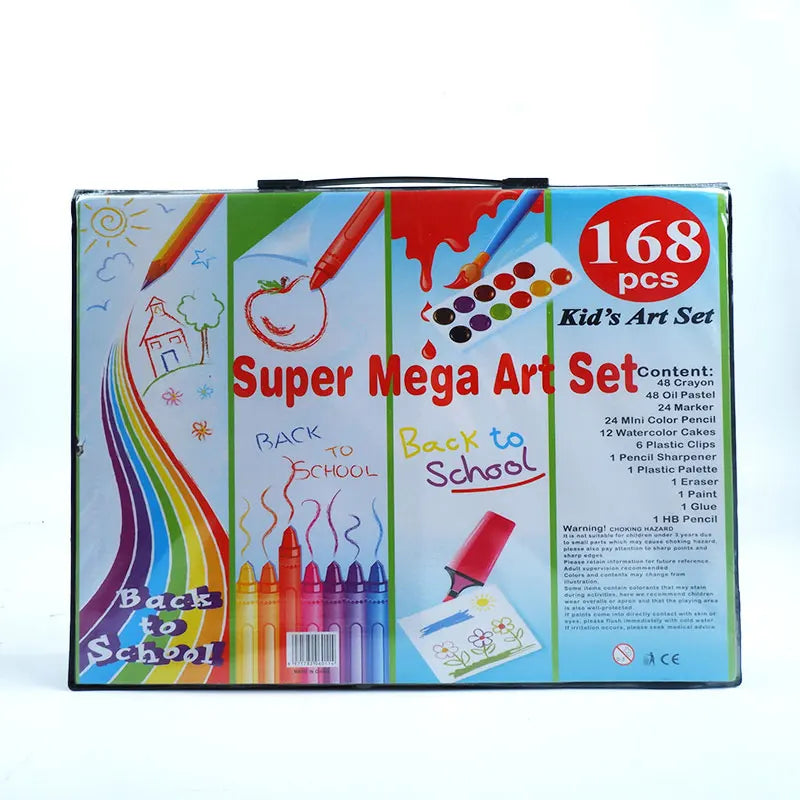168pcs Multi-functional Professional Kids Art Set Drawing Cutting Scissor Stationery Set Crayon for Kids School Supplies