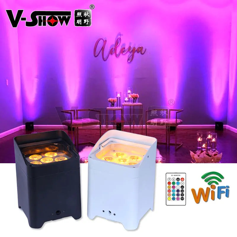 VSHOW WBRF0606 10pcs with case Wireless DMX Wifi Remote Battery Led Uplight 6x18w RGBWAUV LED Dj Freedom Par for Stage Wedding