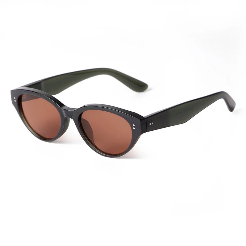 STORY STY19635 Tea Lens Coffee Sunglasses Oval Small Frame Retro Cat Eye Shades Sun Glasses Sunglasses for Women