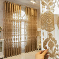Sheer Curtains for Bedroom Embroidered Window Curtains Vintage Embroidered Drapes Living Room Gold Brown