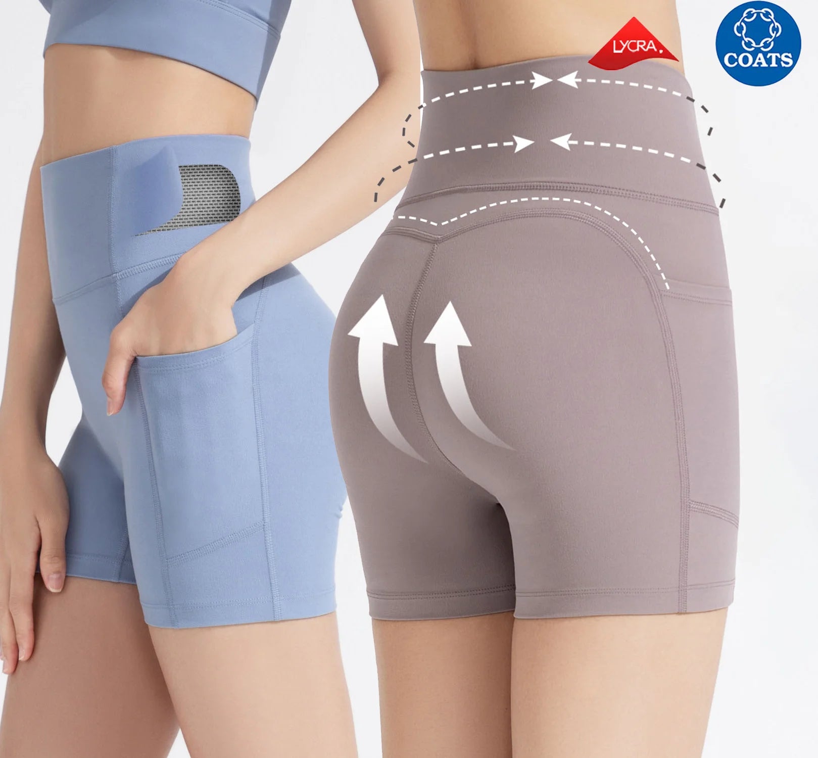 Custom Logo Built-in Mesh Breathable Design Soft High Waist Soft Butt Lifting Tummy Control With Pocket Impact Shorts for Women