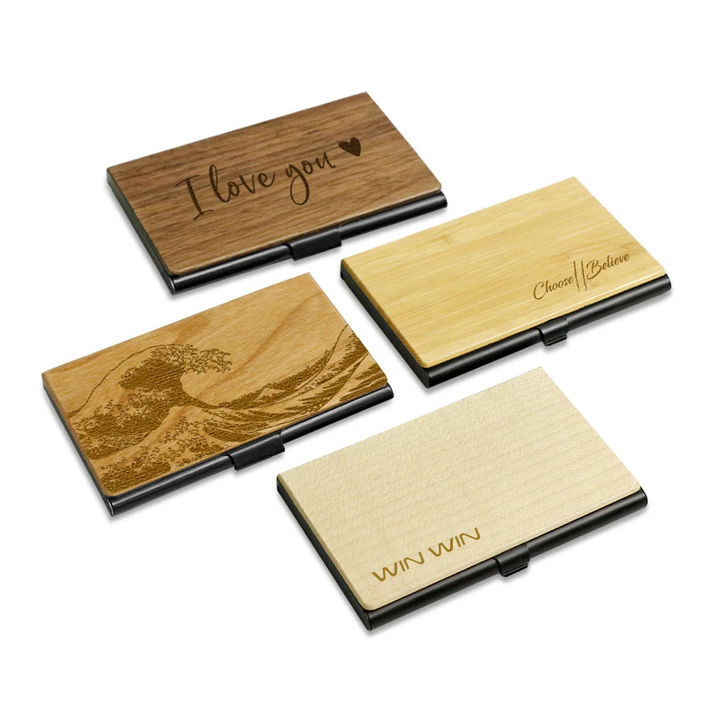 Newest Wood Crafts Custom Card Holder  Card Wallet with Money Clip Holds 15 Cards